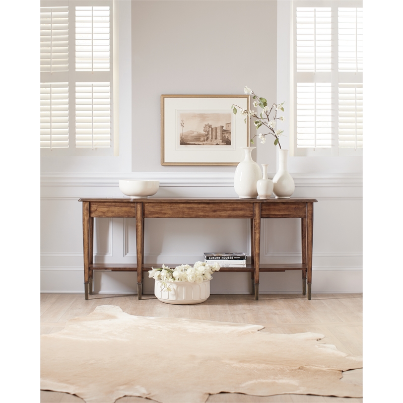 Beaumont Lane 2-Drawer Traditional Wood Console Table with Shelf in Brown