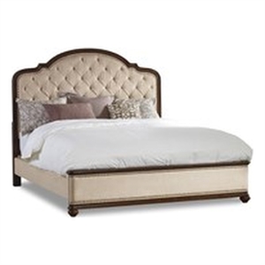 beaumont lane traditional metal upholstered king bed in mahogany finish