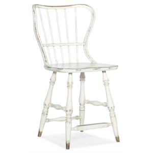 Beaumont Lane 24&quot Wooden Spindle Back Counter Stool in Chalky White