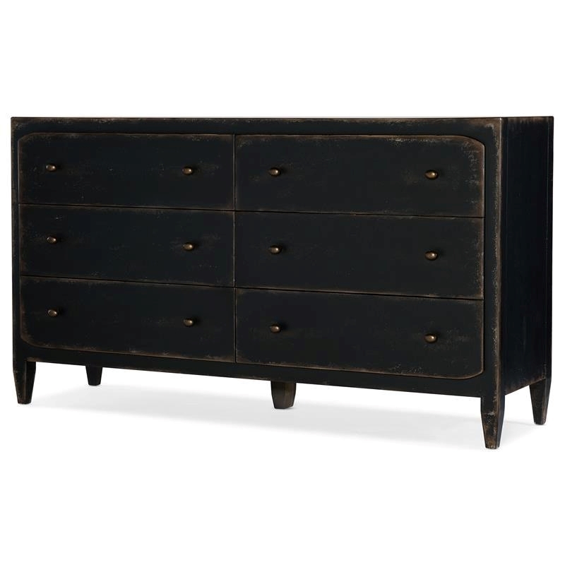 Beaumont Lane 6 Drawer Traditional Wood Dresser in Distressed