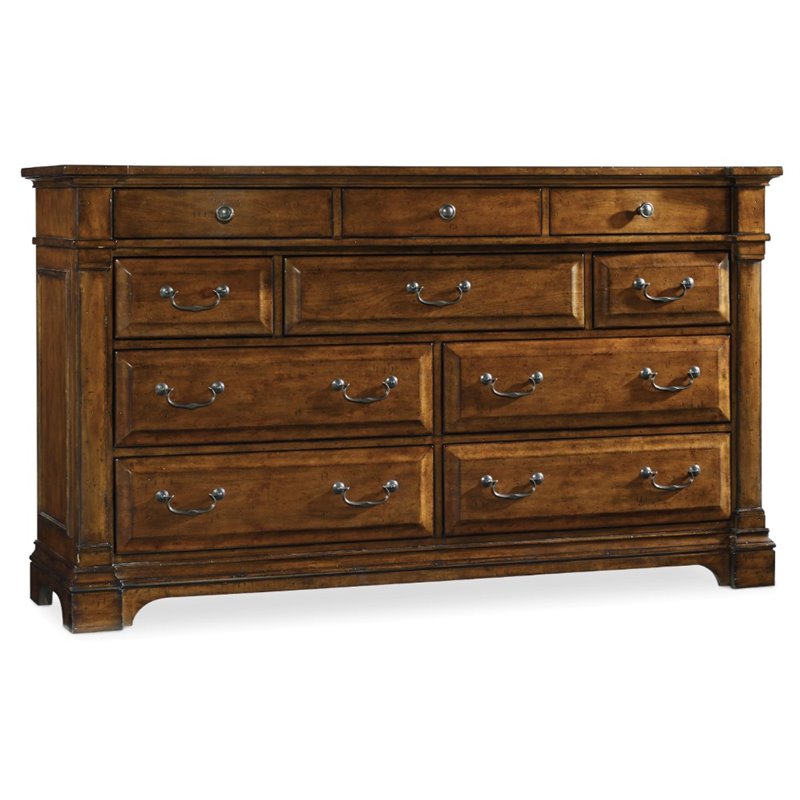 Beaumont Lane 10 Drawer Dresser in Medium Wood