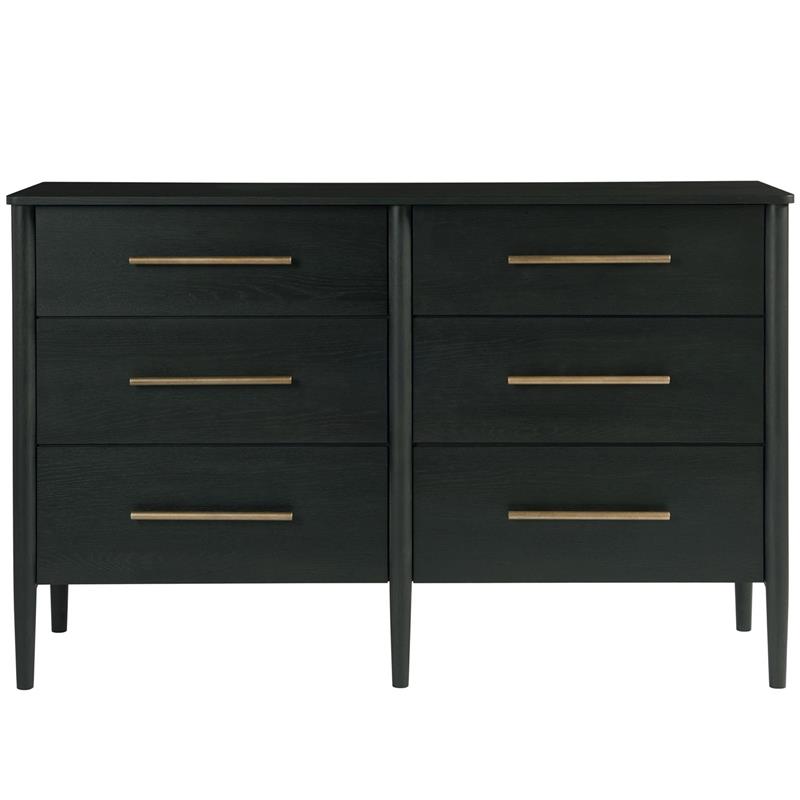 Beaumont Lane 6 Drawer Wood Dresser in Licorice Black Finish Cymax