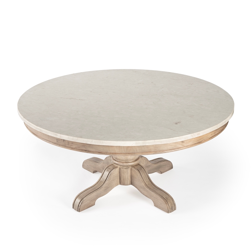 Beaumont Lane Transitional Wood Marble Coffee Table in Sandalwood