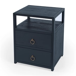 beaumont lane contemporary navy wood nightstand