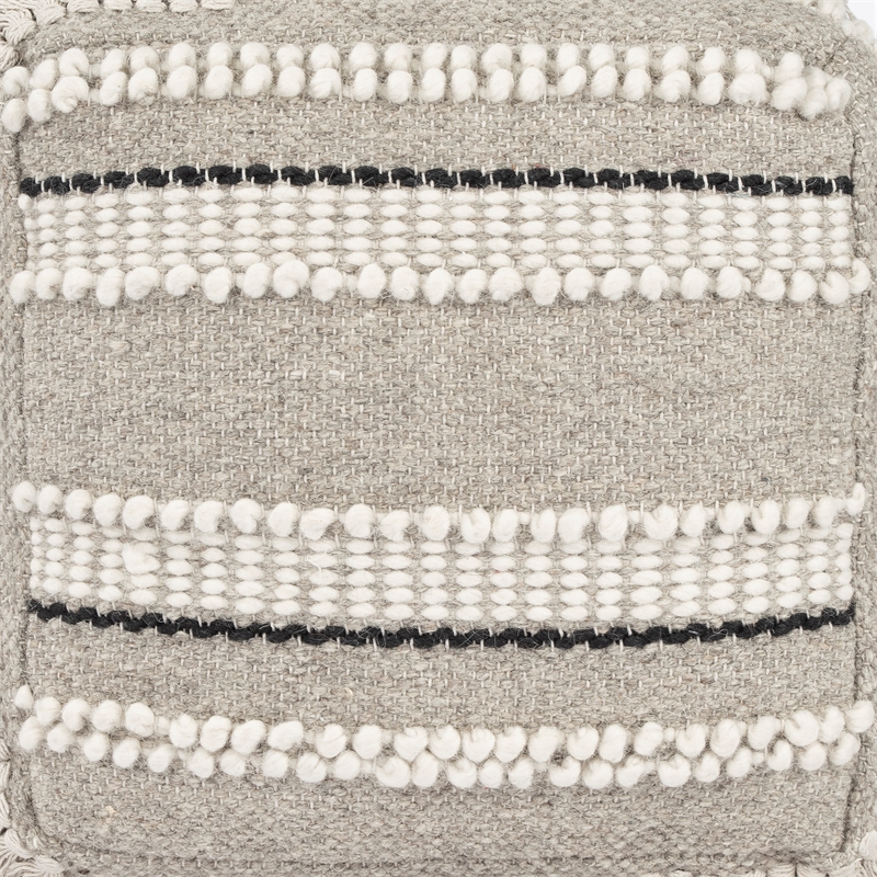 Beaumont Lane Fabric Wooven Pouffe in Gray