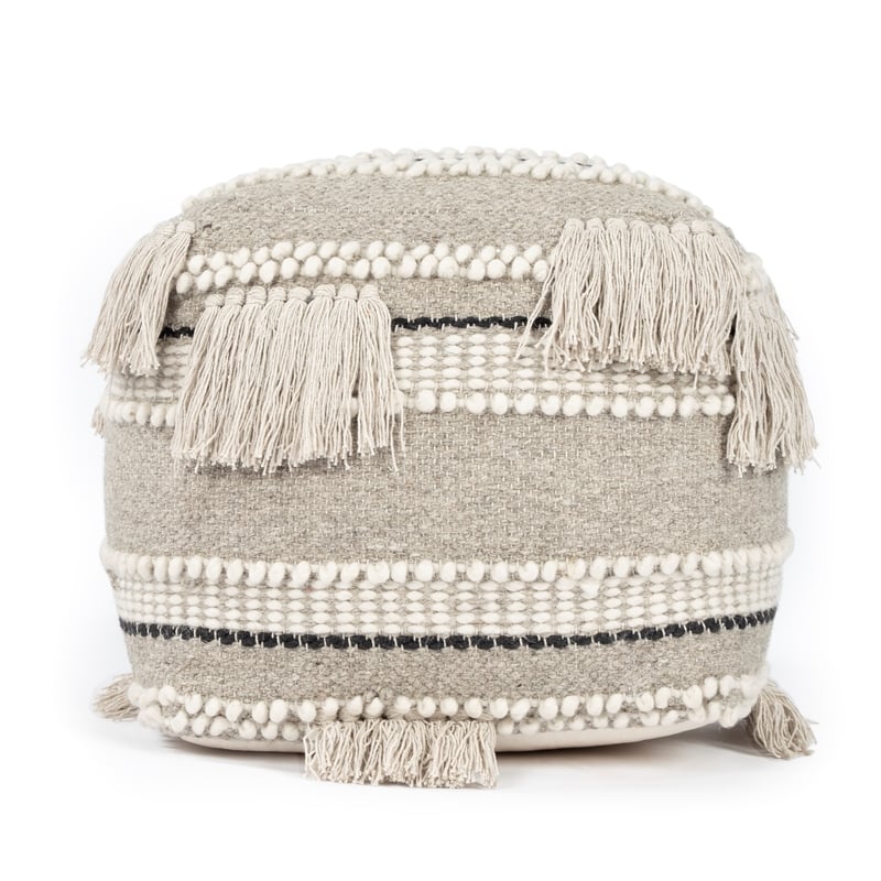 Beaumont Lane Fabric Wooven Pouffe in Gray