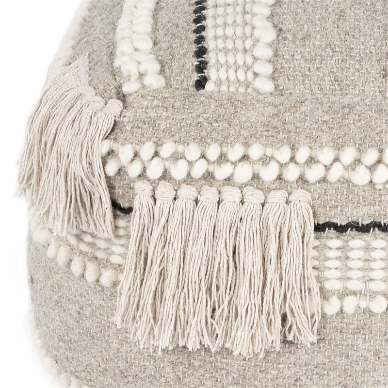 Beaumont Lane Fabric Wooven Pouffe in Gray