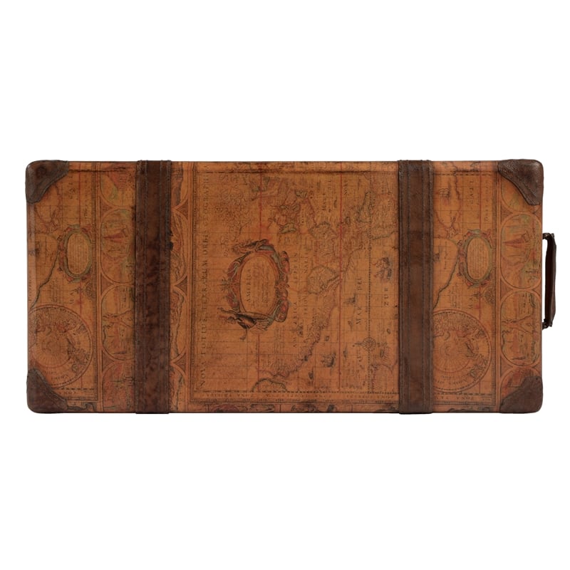 Beaumont Lane Old World Map Chairside Table in Brown