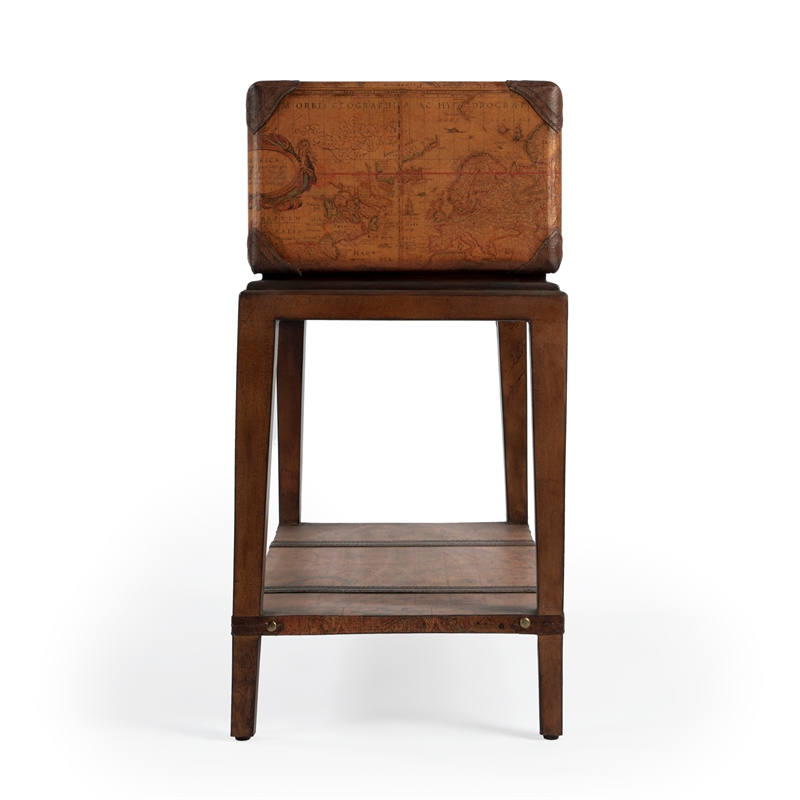 Beaumont Lane Old World Map Chairside Table in Brown