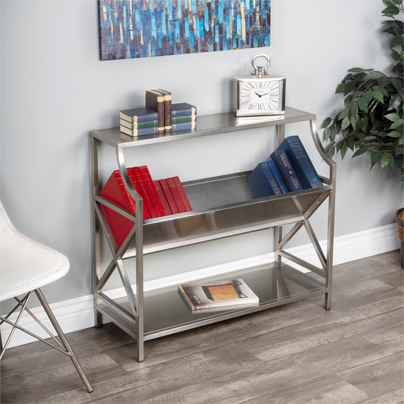 Beaumont Lane Silver Modern Library Bookcase