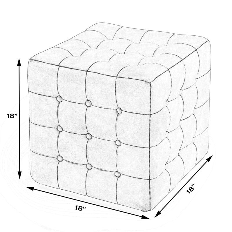 Beaumont Lane Leather Black Ottoman Cube 18