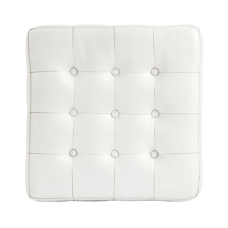 Beaumont Lane White Leather Ottoman