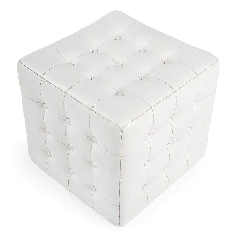 Beaumont Lane White Leather Ottoman