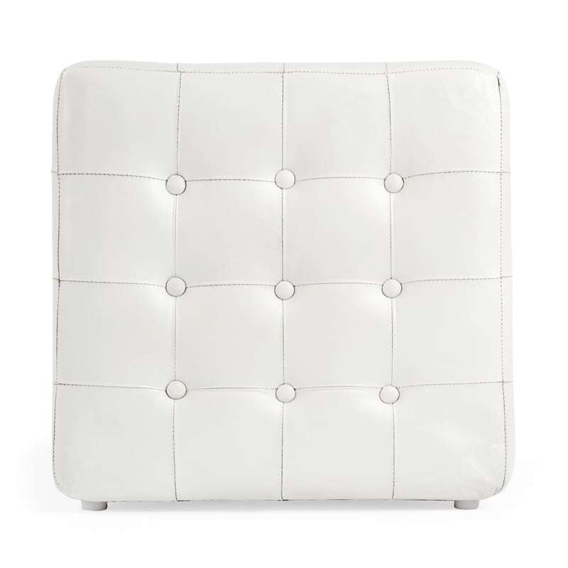 Beaumont Lane White Leather Ottoman
