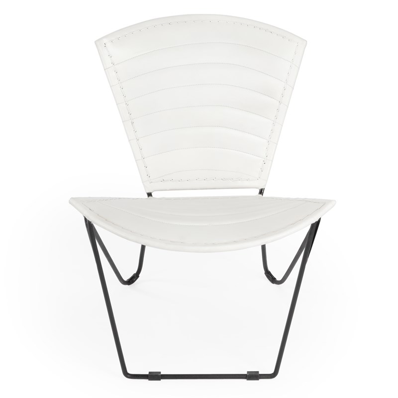 Beaumont Lane Iron & Leather Accent Chair in White