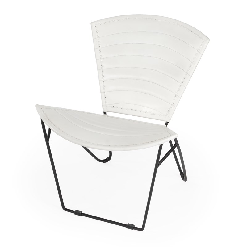 Beaumont Lane Iron & Leather Accent Chair in White
