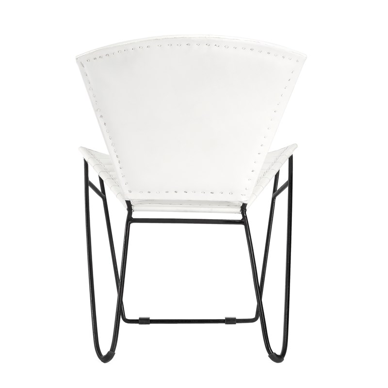 Beaumont Lane Iron & Leather Accent Chair in White