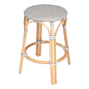 Beaumont Lane 24&quot Transitional Rattan Counter Stool in Gray/White