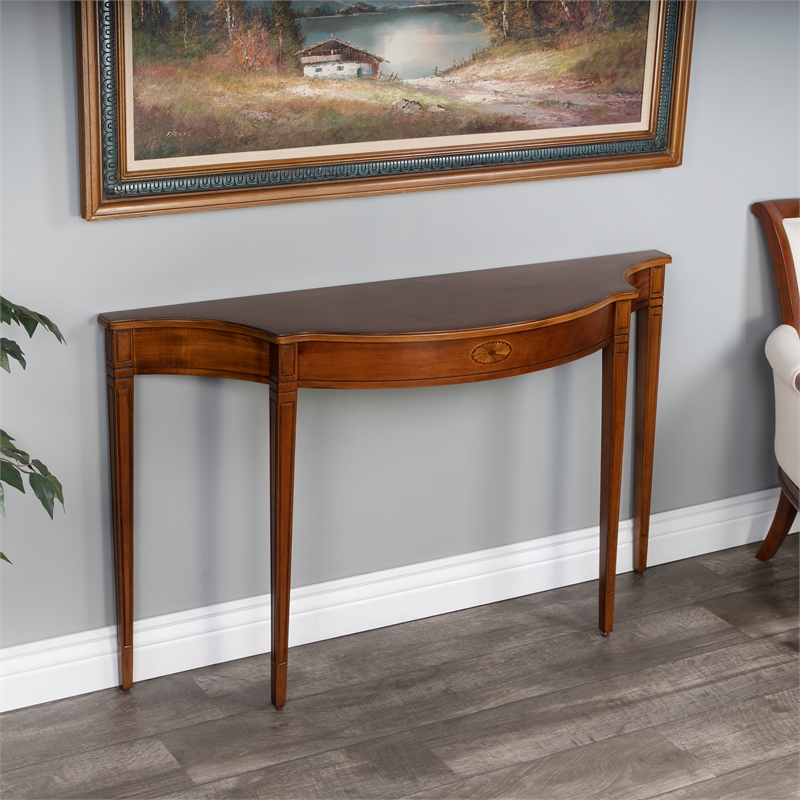Beaumont Lane Ash Burl Console Table in Brown