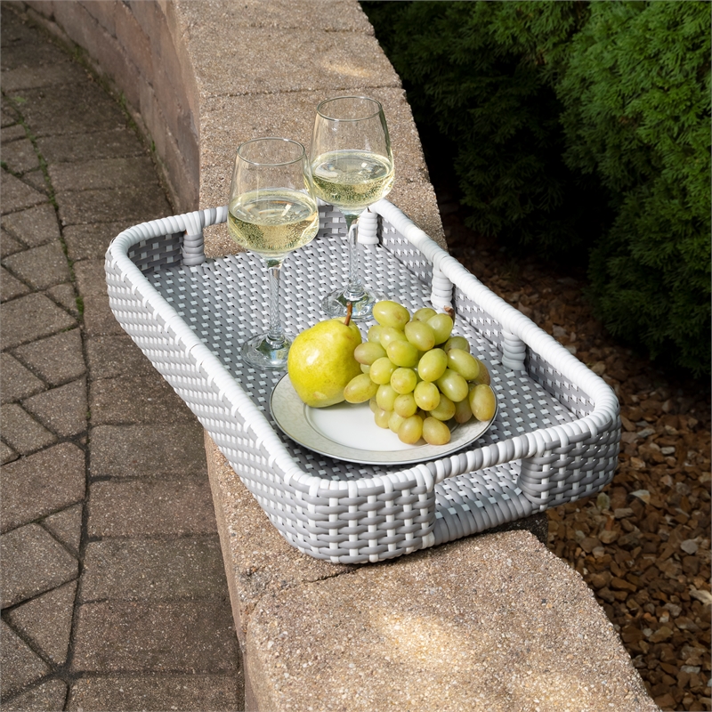 Beaumont Lane Grey & White Rattan Bar Cart