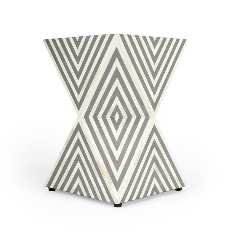 Beaumont Lane White and Grey Bone Inlay End Table