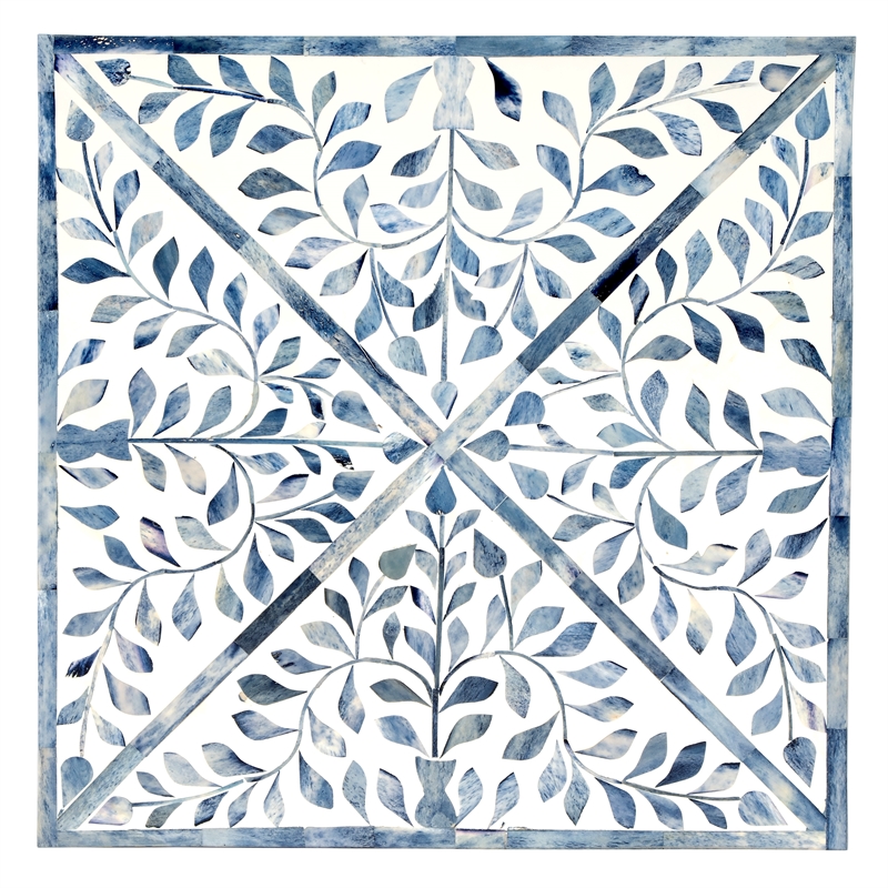 Beaumont Lane White and Blue Bone Inlay End Table