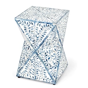 beaumont lane white and blue bone inlay end table