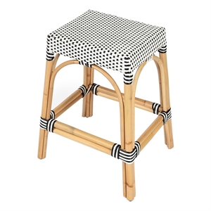 Beaumont Lane 24.5&quot Transitional Rattan Counter Stool in Black/White