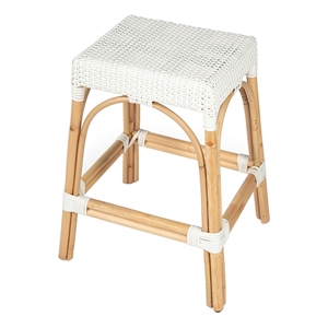 Beaumont Lane Rattan Glossy White Counter Stool Rectangular Water Resistant 24.5&quot Assembled