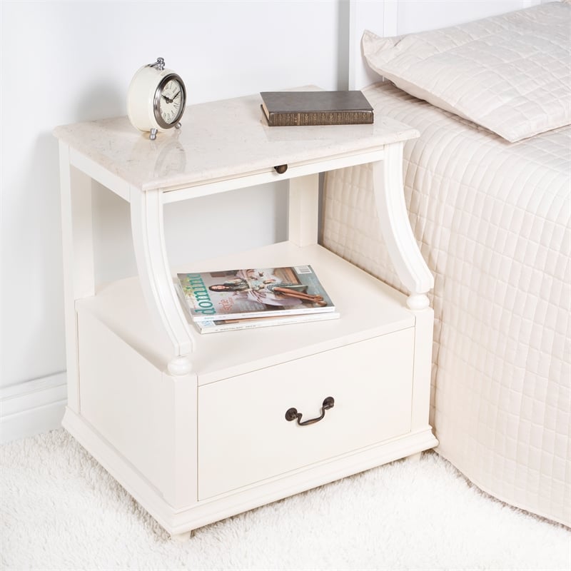 Beaumont Lane Marble Nightstand in White