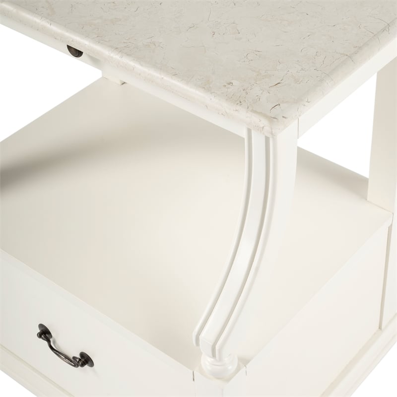 Beaumont Lane Marble Nightstand in White