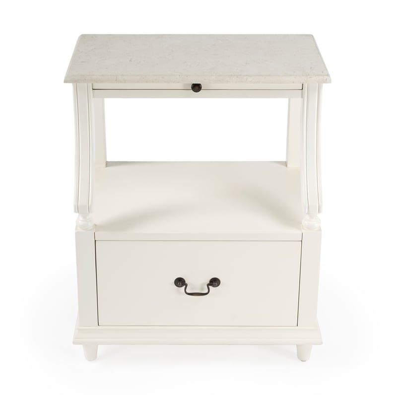 Beaumont Lane Marble Nightstand in White