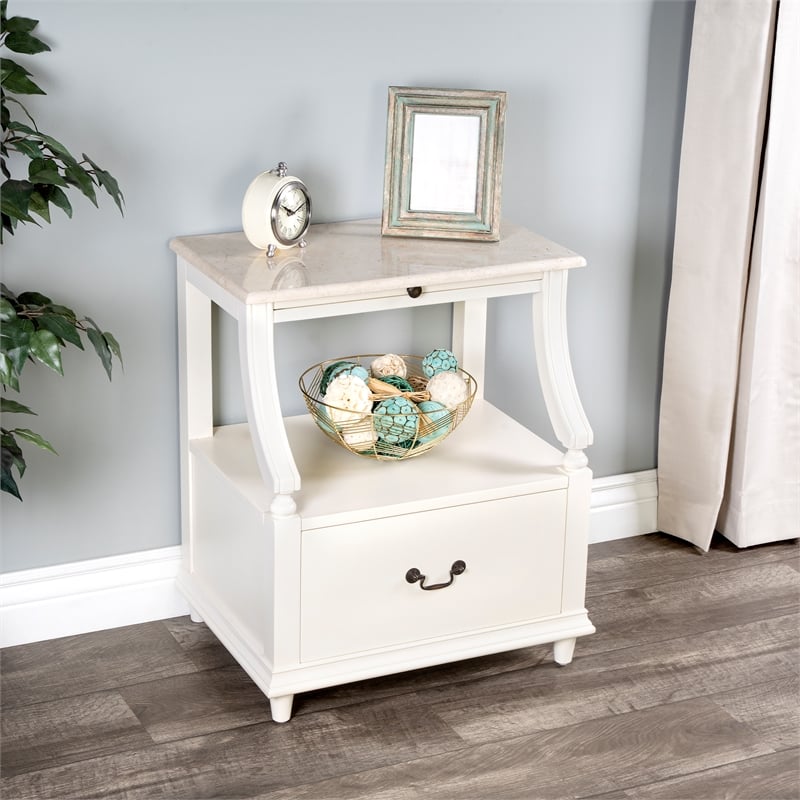 Beaumont Lane Marble Nightstand in White