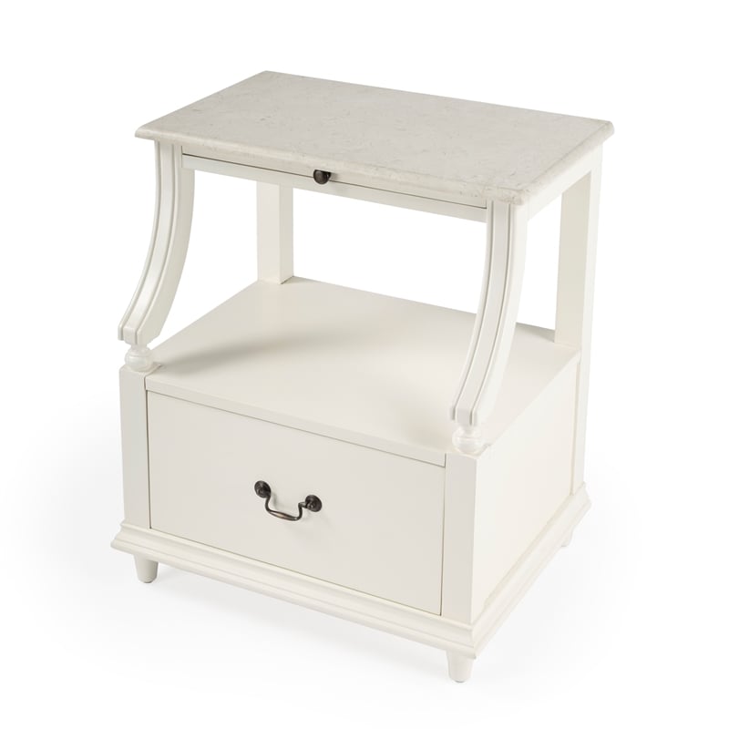 Beaumont Lane Marble Nightstand in White