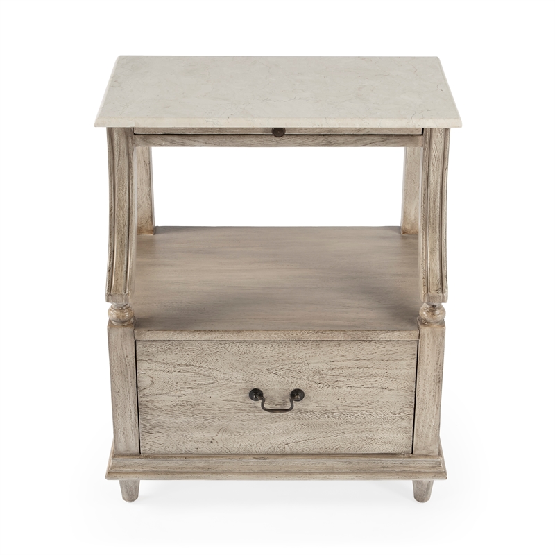 Beaumont Lane Marble Nightstand in Gray