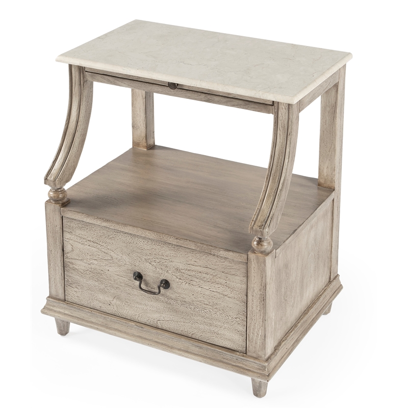 Beaumont Lane Marble Nightstand in Gray