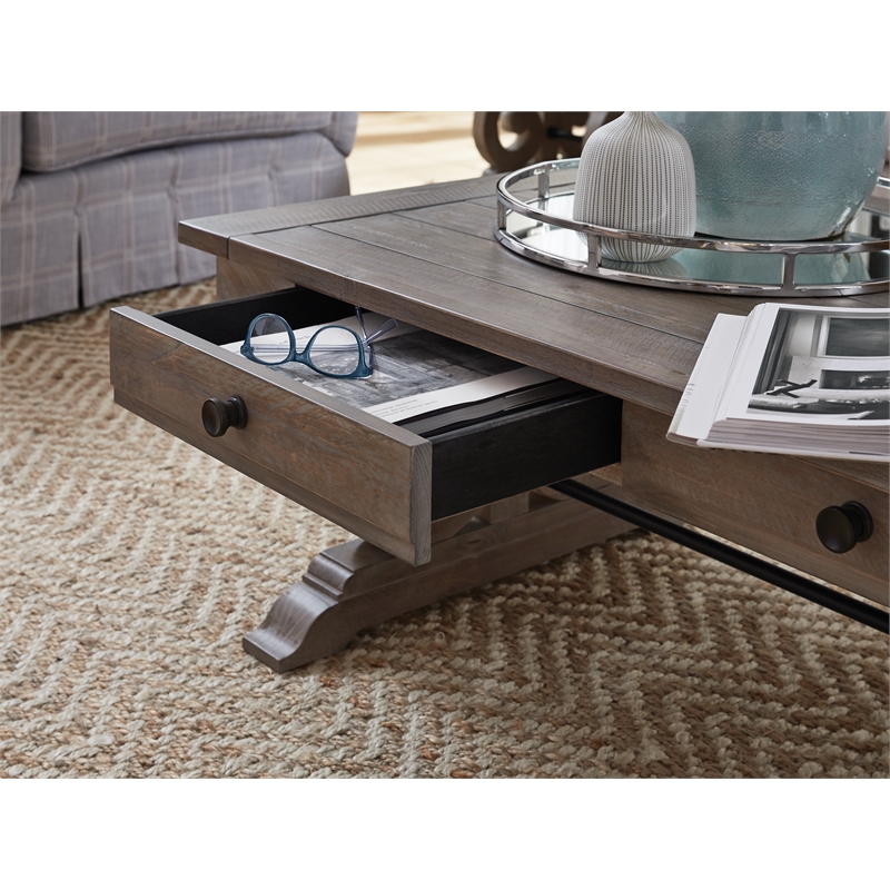 Beaumont Lane Pine Gray Cocktail Table Rectangular