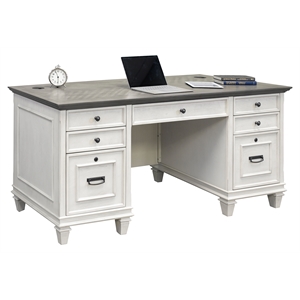 Beaumont Lane White Wood Double Pedestal Desk Executive Desk