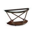 Beaumont Lane Modern Sofa Table with Dark Oak Base and Glass Top