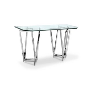 Beaumont Lane Contemporary Square Octagonal Console Table in Nickel