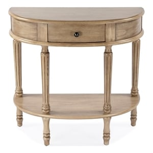 Beaumont Lane Contemporary Wood Demilune Console Table in Antique Beige