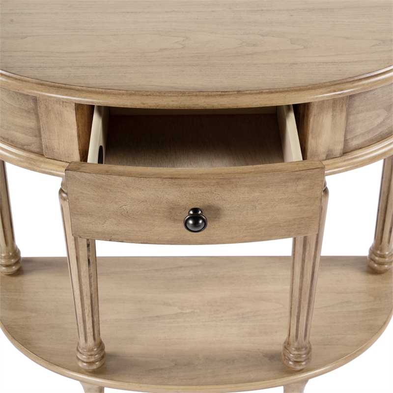 Beaumont Lane Contemporary Wood Demilune Console Table in Antique Beige