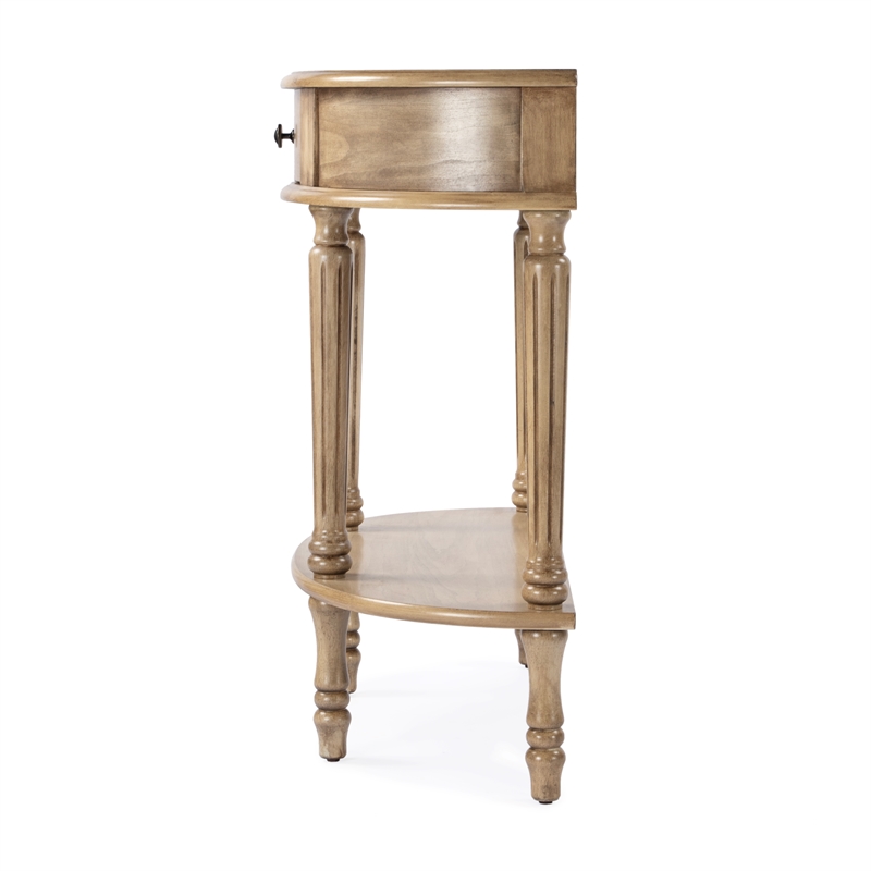 Beaumont Lane Contemporary Wood Demilune Console Table in Antique Beige