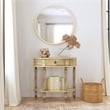 Beaumont Lane Contemporary Wood Demilune Console Table in Antique Beige