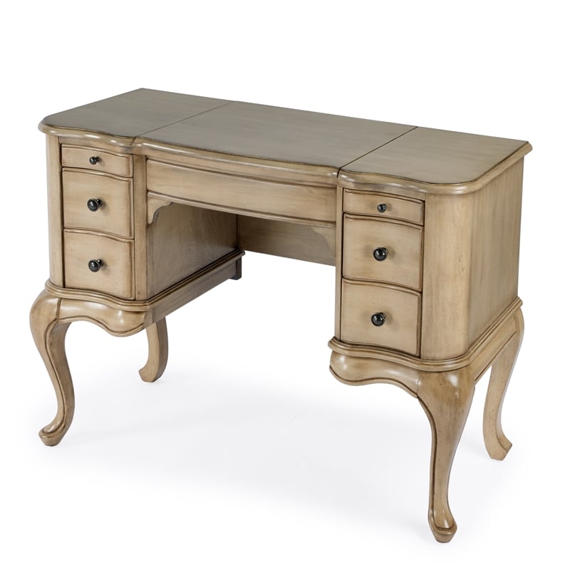 Beaumont Lane Engineered Wood Rectangular Vanity Desk in Antique Beige