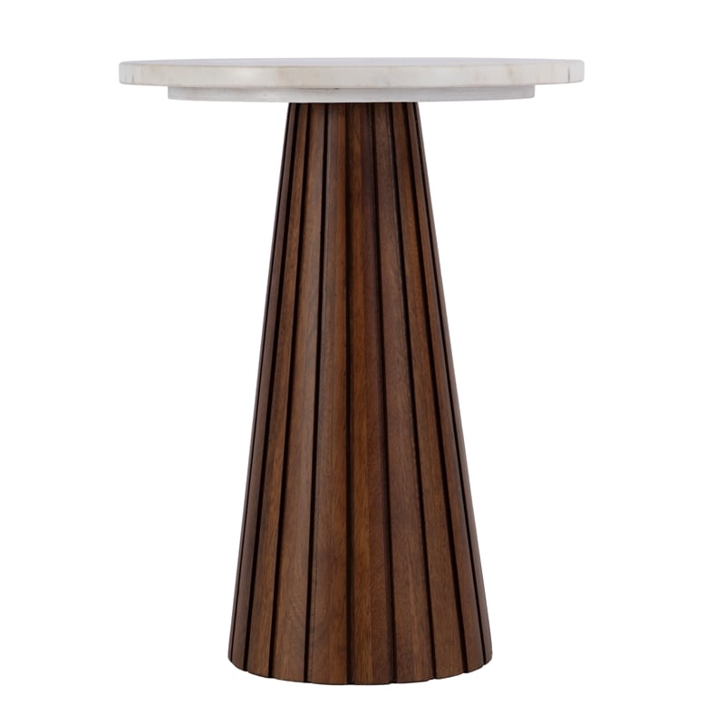 Beaumont Lane Contemporary Marble and Wood Side Table in Marble and Metal