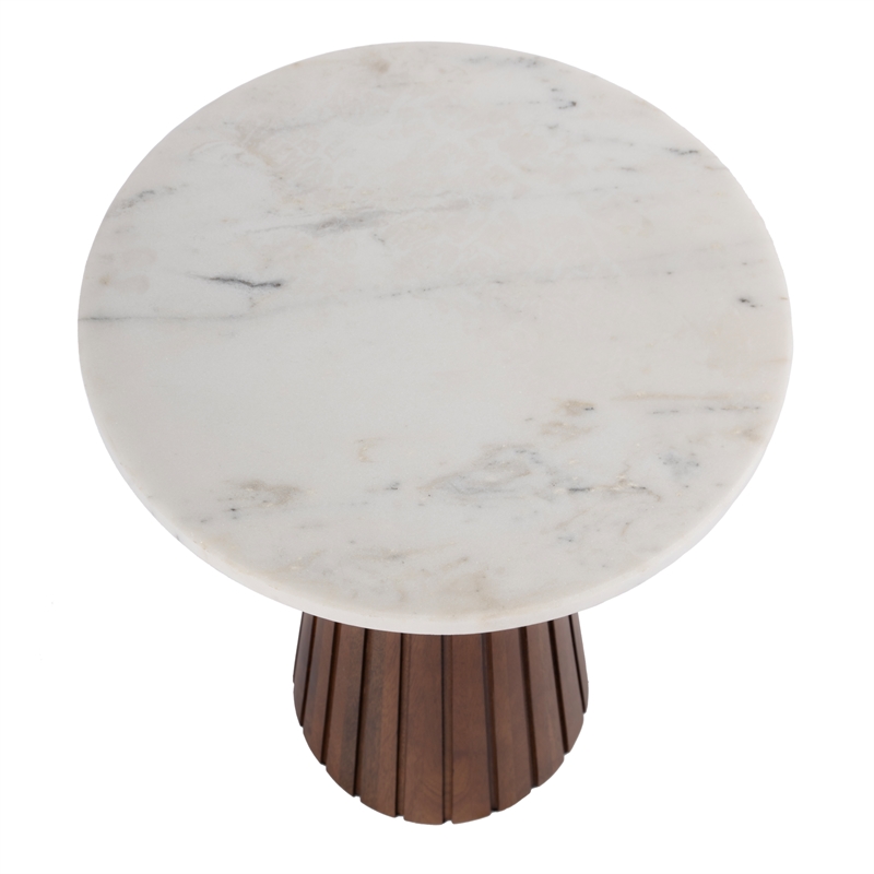 Beaumont Lane Contemporary Marble and Wood Side Table in Marble and Metal