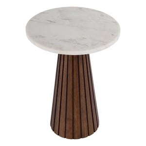 Beaumont Lane Contemporary Marble and Wood Side Table in Marble and Metal