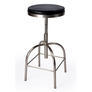 Beaumont Lane Transitional Black Leather Adjustable Bar Stool