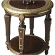 Beaumont Lane Transitional Round Wood Brass Accent Table in Brown